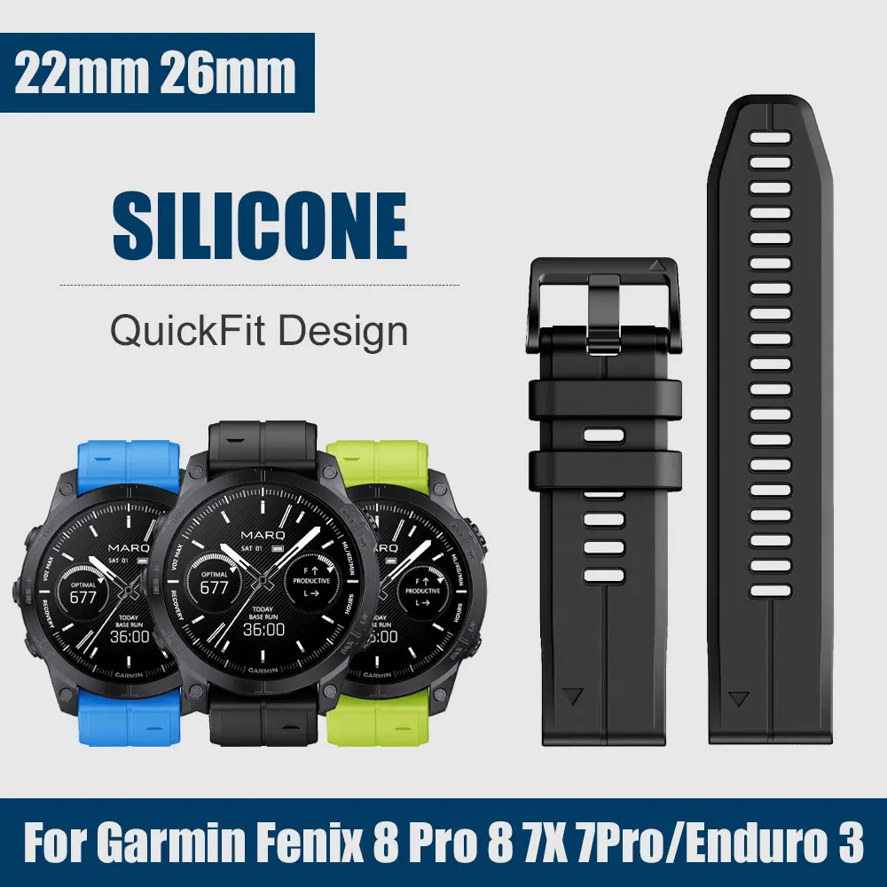 Silikon-Uhrenarmband 22 mm 26 mm für Garmin Fenix 8 Pro 8 7X 7Pro/Instinct 2X/Tactix 8 7/Enduro 3 2 Ersatz-Smartwatch-Bänder