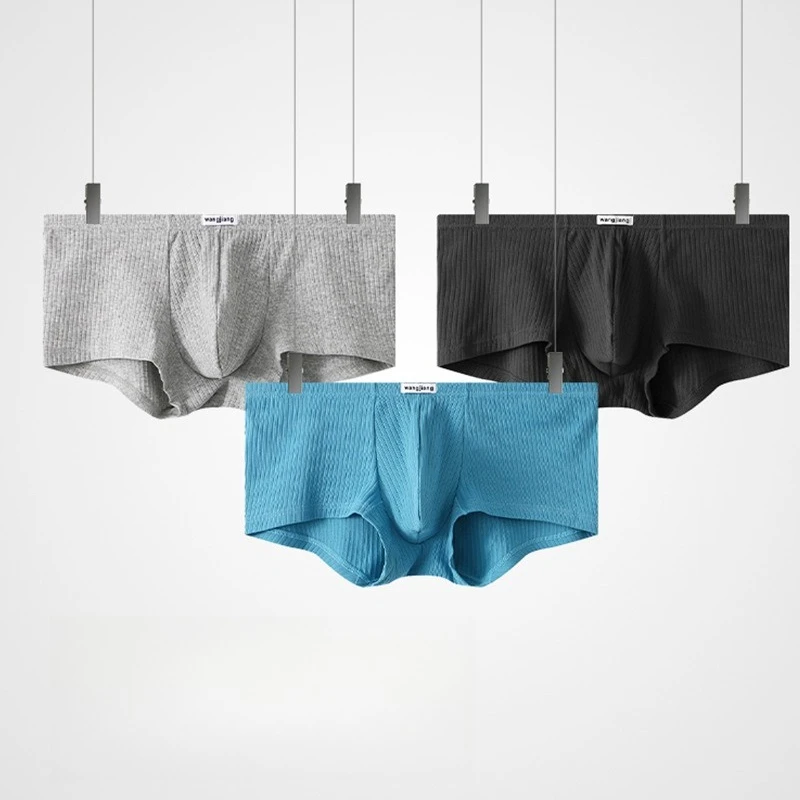 

Men's boxers cotton breathable U bag underwear double-layer inner underpants solid color sexy comfortable pants