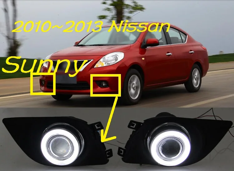 car bumper Almera headlight for Nissan Sunny fog projector lens light 2010~2013y car accessories CCFL Sunny headlamp