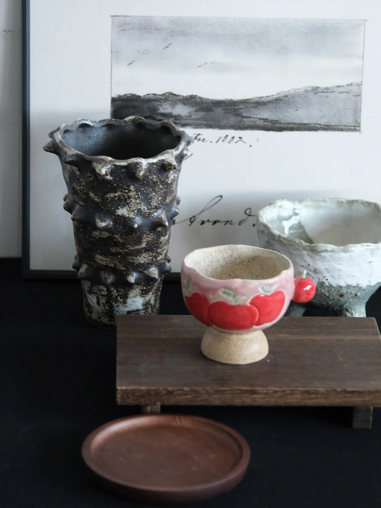 Elegant Handmade Ceramic Coffee Cup with  Pattern Underglaze Decoration High Aesthetic Value Middle Ancient Style Small ...