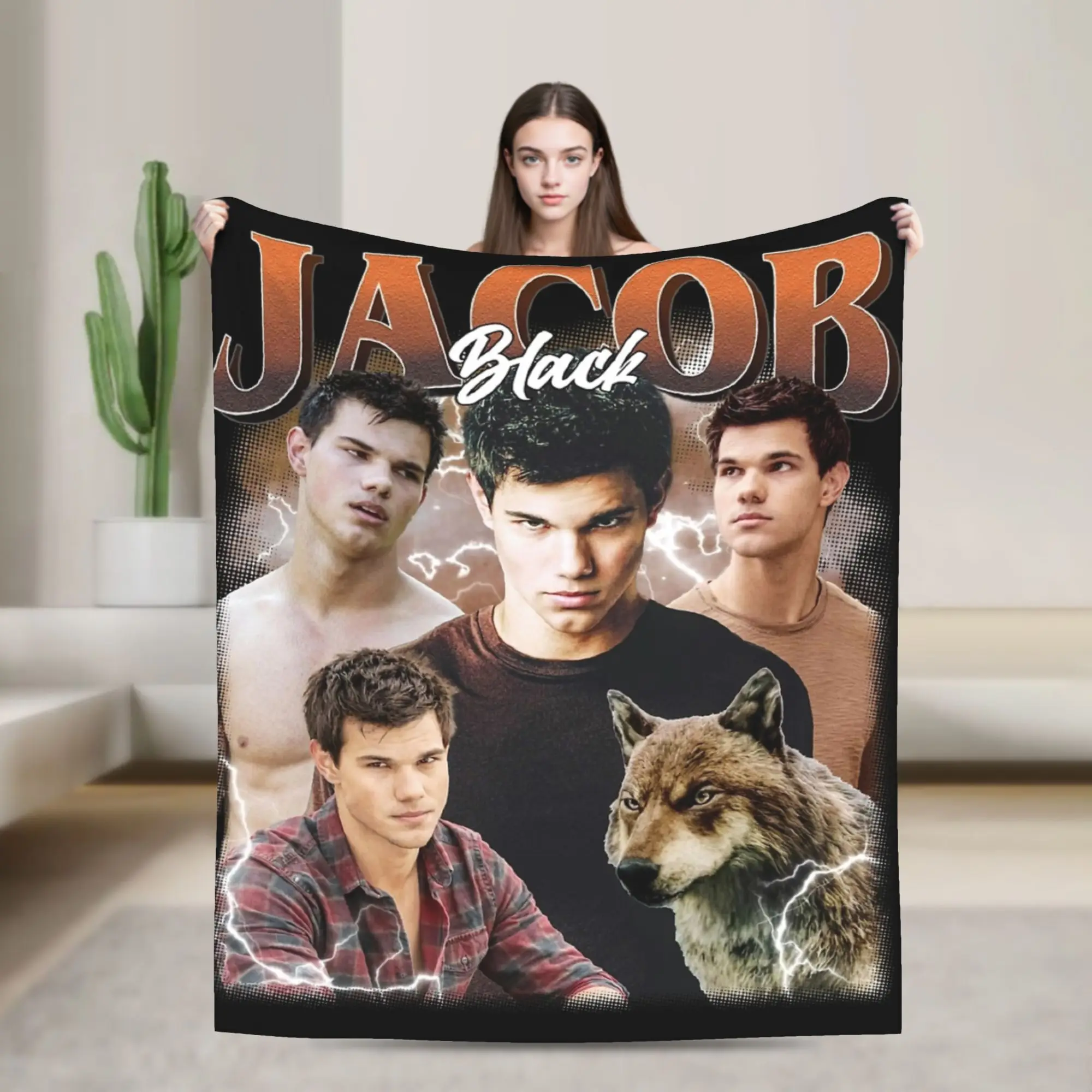 Twilight Jacob Classic Bootleg Blanket Flannel Decoration  Portable Soft Throw Blanket for Home Outdoor Bedding Throws