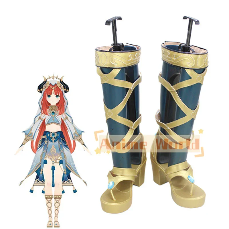 

Genshin Impact Nilou Золотая обувь Сапоги для косплея Хэллоуин Карнавальные сапоги на заказ