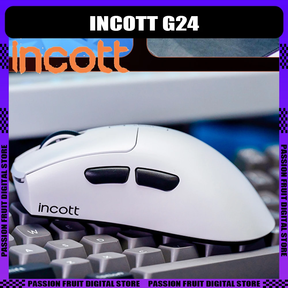 

Беспроводная мышь Incott G24 Pro 8K PAW3950, двухрежимная, длительный срок службы батареи, игровая мышь для киберспорта с низкой задержкой, легкие подарки для ПК и геймеров