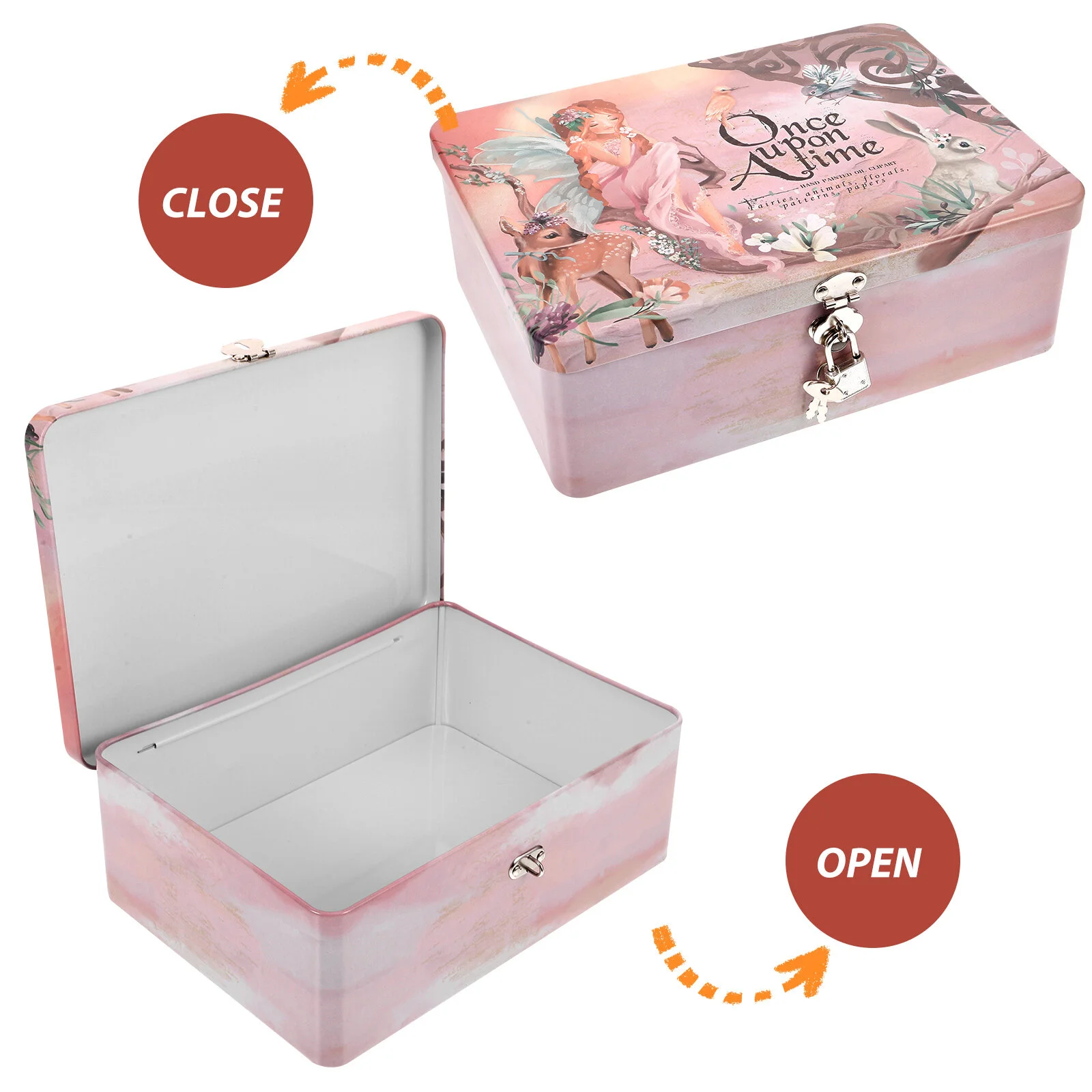 Retro Style Storage Box with Delicate Lock Vintage Pattern Premium Tinplate Organize Clutter and Decorate Your Home