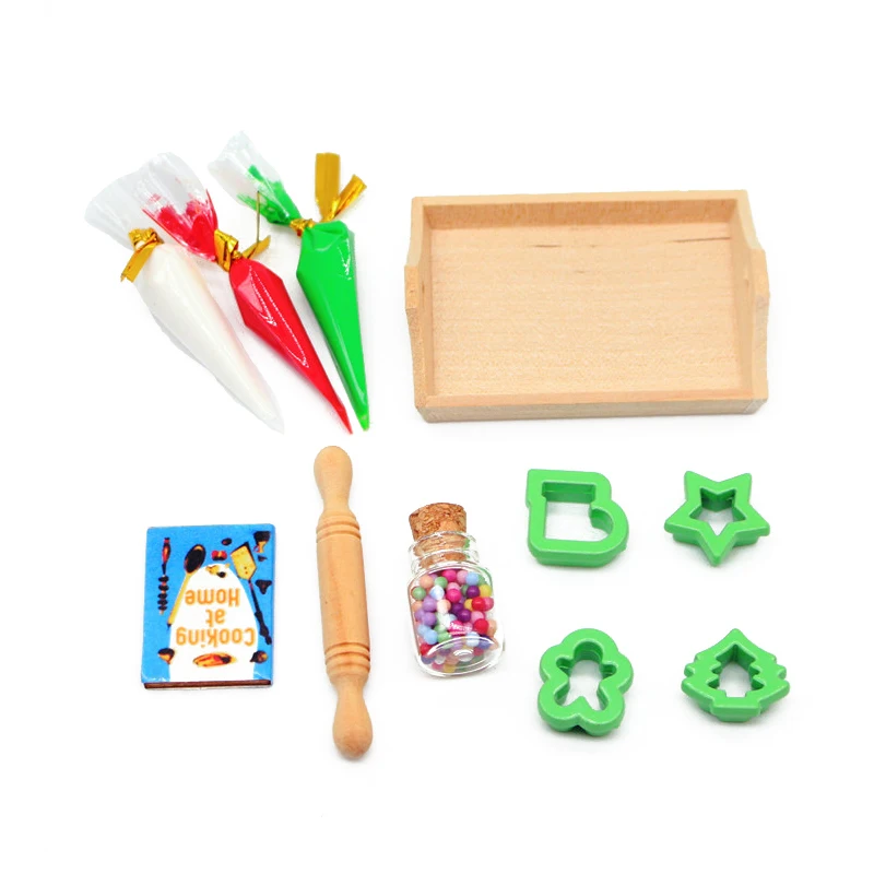 

1 set Dollhouse Mini Cream Baking Bakeware Mold Set Dollhouse Kitchen Baking Tool Accessories Dolls House Decoration Play Toy