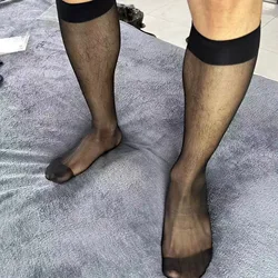 CLEVER-MENMODE Sexy Stockings Men's Ultra Thin Tube Socks Transparent Sheer Business Formal Sock Erotic Stocking