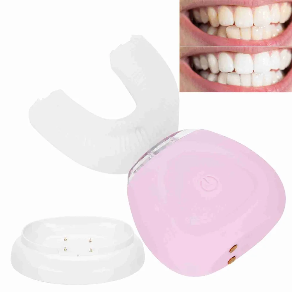 Pink Electric Toothbrush 360 Degree Rotation Automatic Ultrasonic Toothbrush USB Rechargeable Smart Toothbrush Home Use