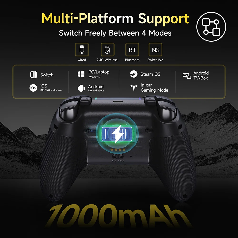 وحدة تحكم الكمبيوتر اللاسلكية EasySMX X05 Pro متوافقة مع أجهزة الكمبيوتر/التبديل/الهاتف/البخار/التلفزيون، ومحركات الدمدمة المزدوجة، ومشغلات الدخبة