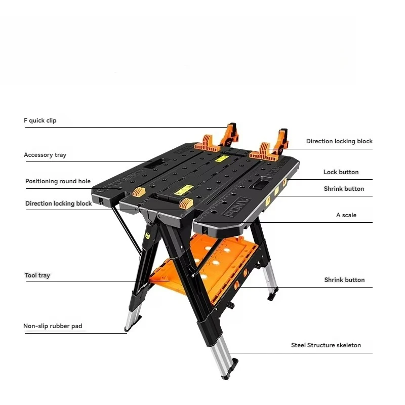 Table de travail pliante portable avec pinces de 12 pouces – Établi de travail du bois pour garage, magasin, usage domestique