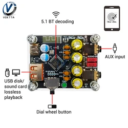 ZK-PT2 HIFI5.1 Bluetooth Audio Power Amplifier Board Bluetooth Receiver Usb Decoding Board Player Audio Receiver Audio Amplifier