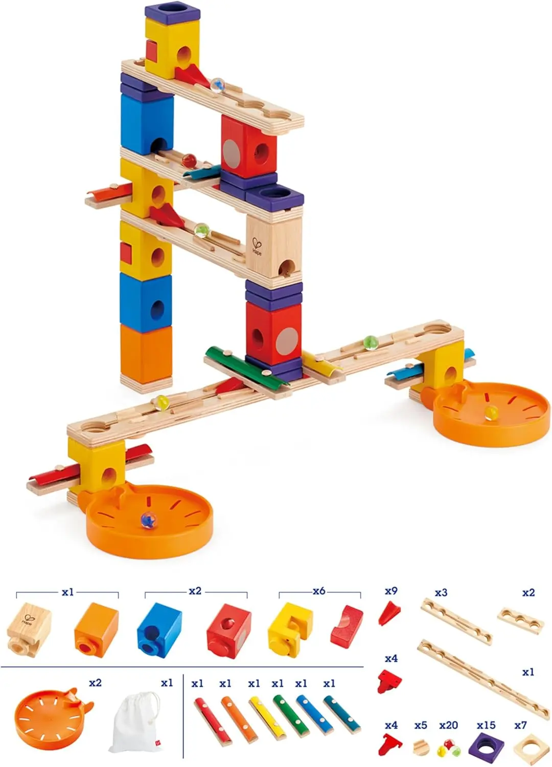 

Wooden Quadrilla Marble Run Music Motion Construction with Instruction| 97-Piece STEM Educational Learning Toys for Kids