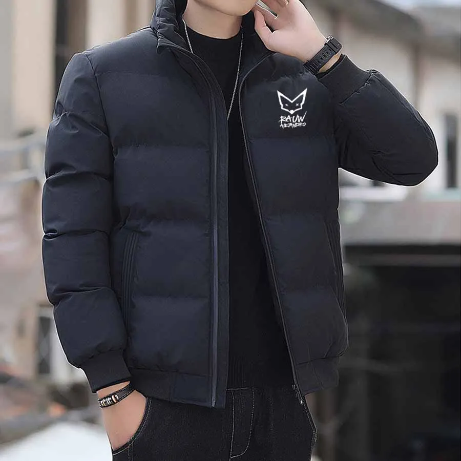 Nuevas chaquetas Parka cálidas de invierno para hombre, prendas de vestir informales con estampado de marca, abrigos con cuello levantado, chaqueta acolchada de algodón cortavientos para hombre