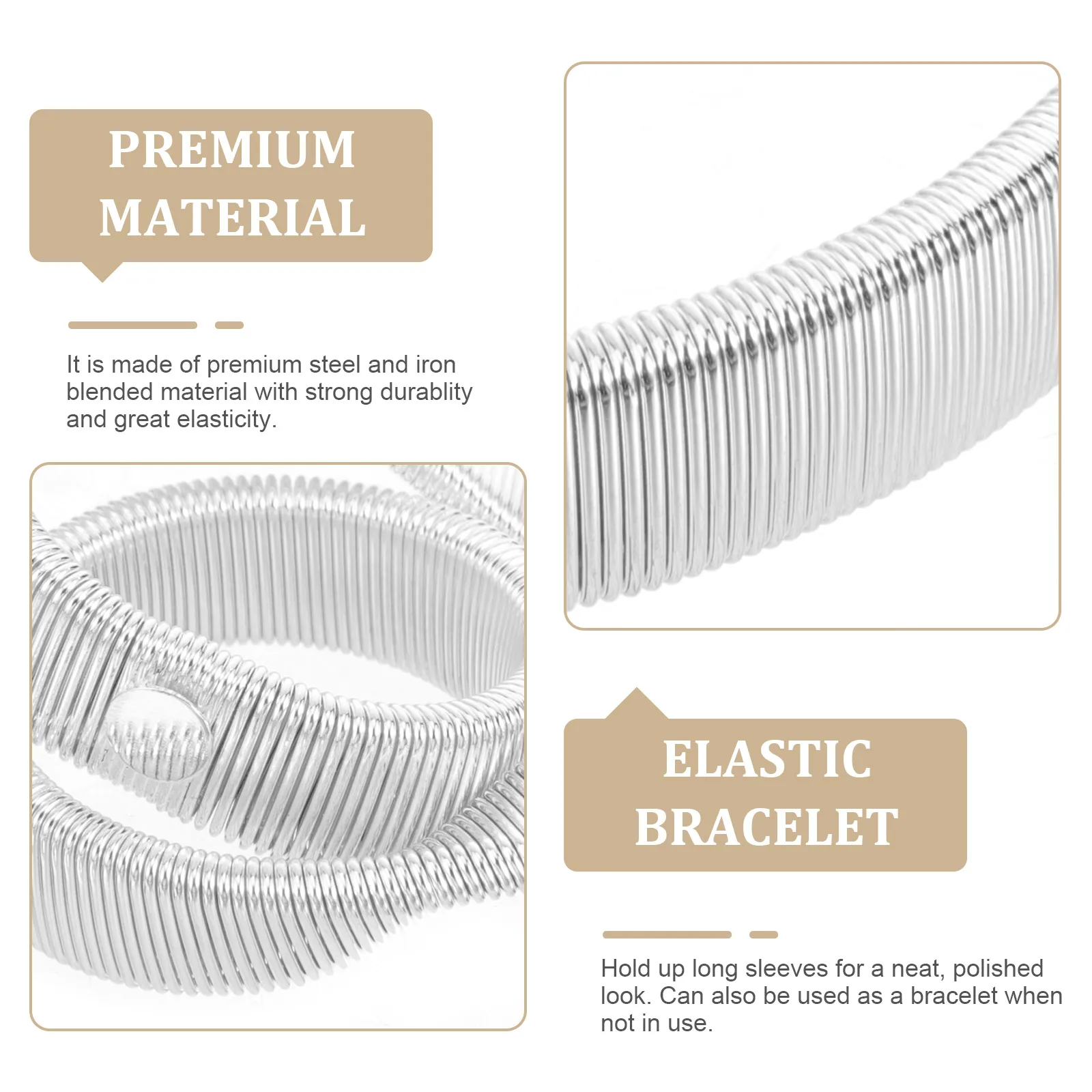 

2Pcs Elastic Sleeve Holders Steel Iron Blend Strong Durability Men Shirt Accessories Spring Bracelet Armband Keep Sleeves in