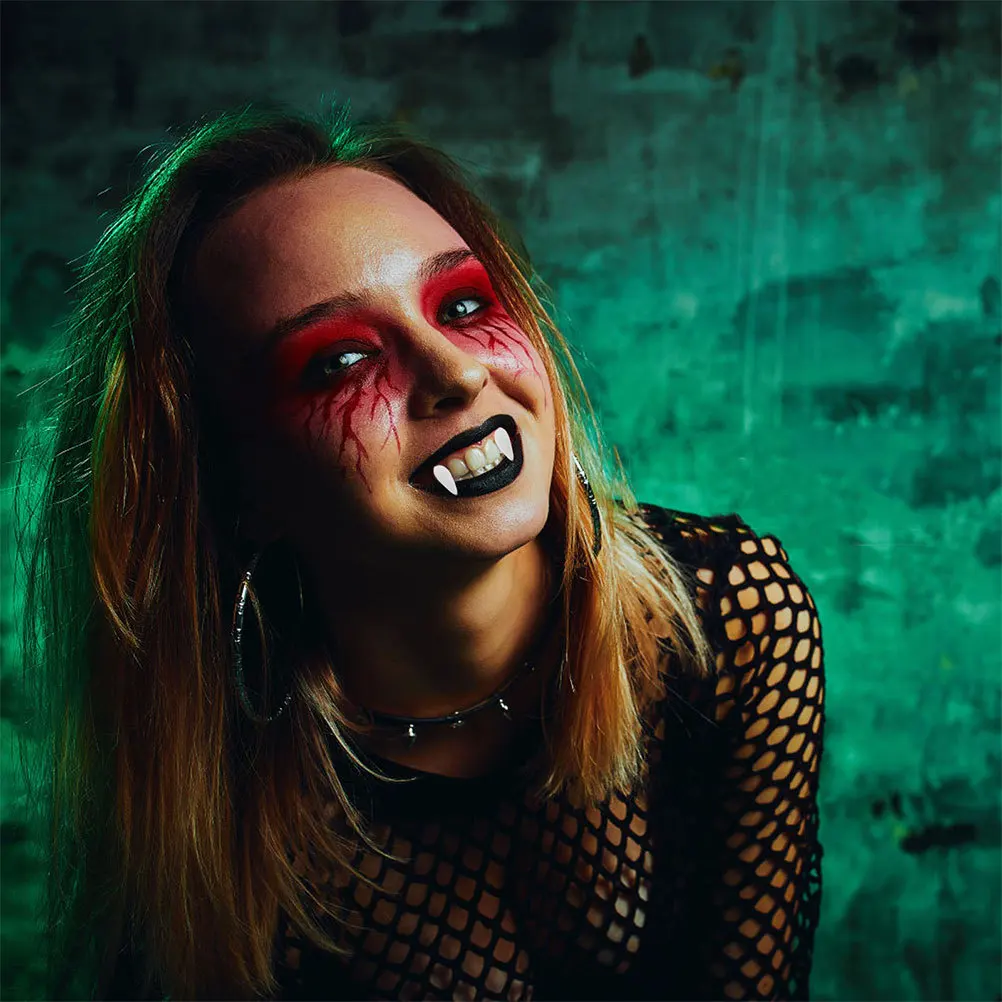 Colmillos de vampiro, adhesivo termofusible, pegamento realista para dientes postizos, accesorios para disfraz de Halloween, accesorios de broma, fiesta de Cosplay, Horror