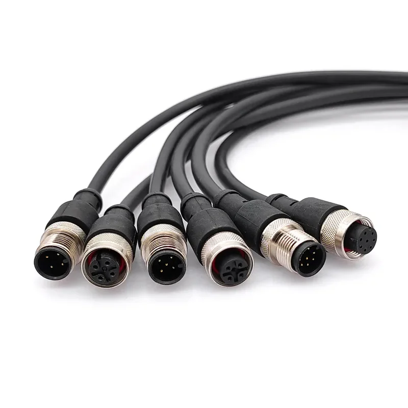 M12 Sensor Connector Cable Waterproof Plug Male&Female 4 5 8Pin +2m PVC Line A Type Sensor Connectors