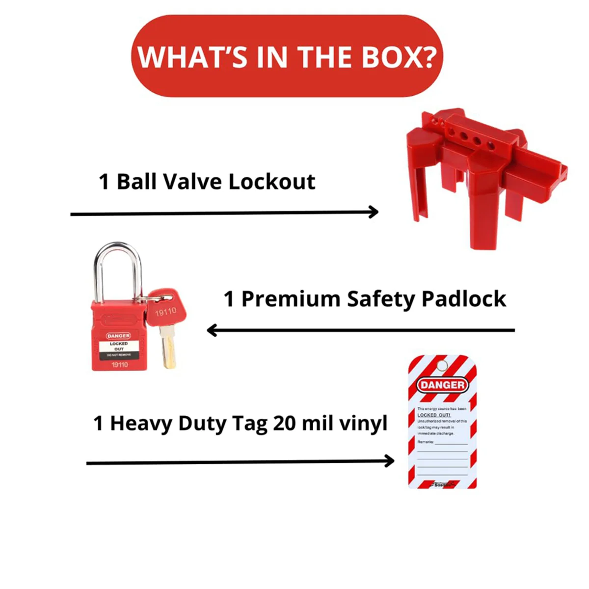 Ball Valve Lockout with Padlock for 1/2in-2-1/2in Outside Diameter Pipe - Design Prevents Accidental Activation