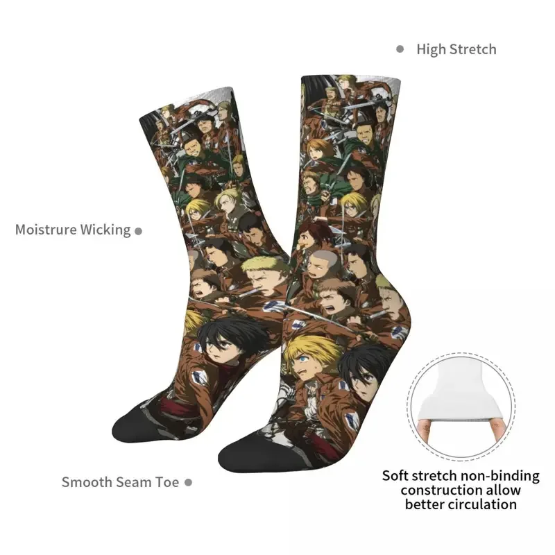 Y2K Eren Shingeki No Kyojin Attack On Titan Giant Fighting Unisex Winter Hip Hop Happy Socks Street Style Crazy Sock