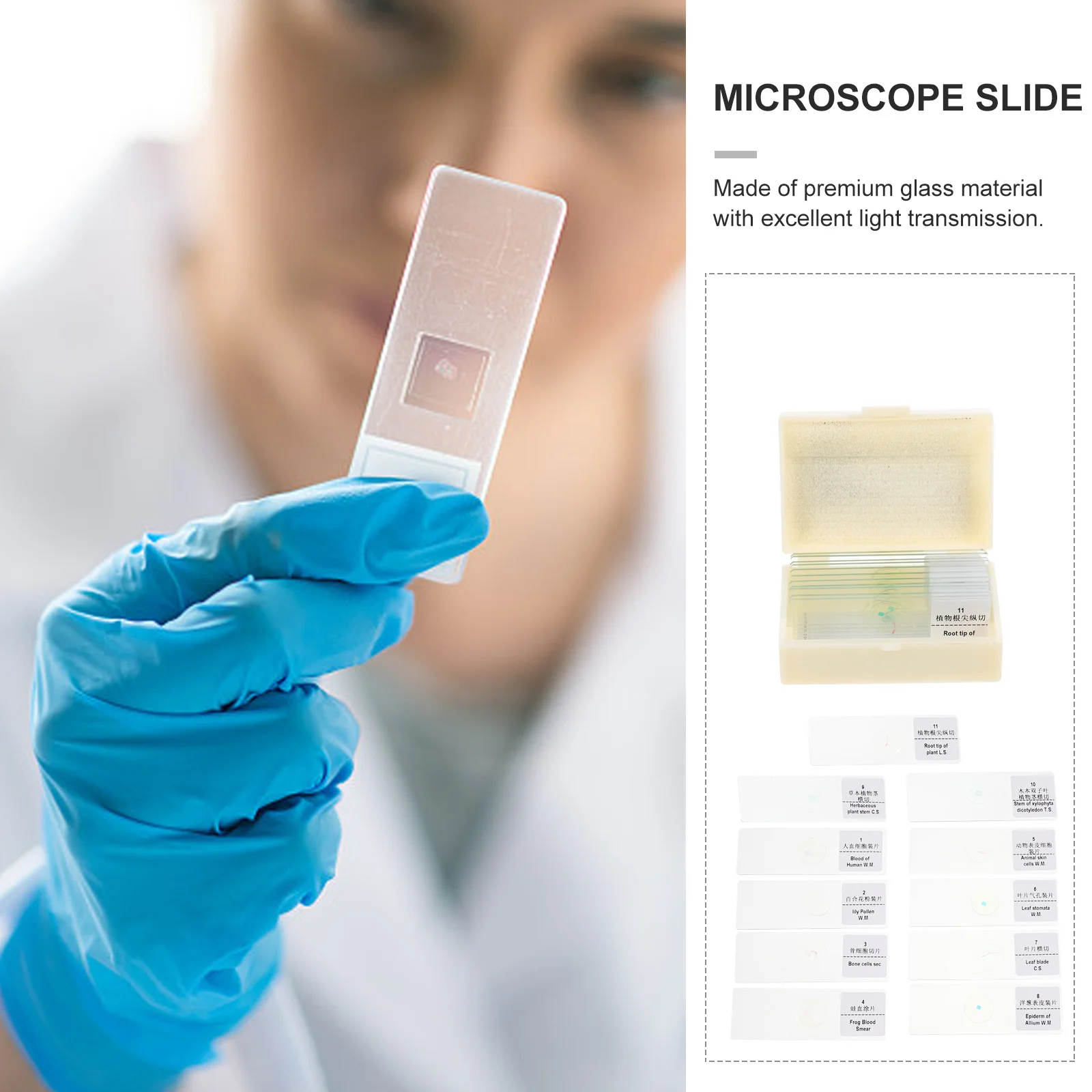 Microscope Slides Glass Optical Blank Biological Education Props Laboratory Supplies