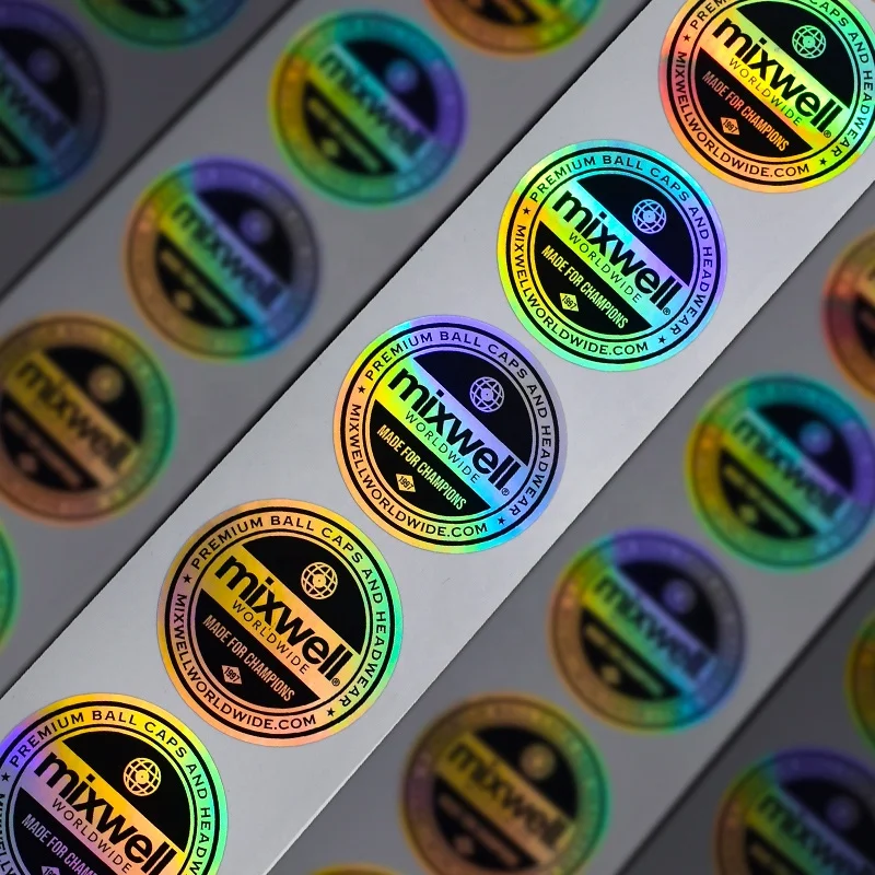 20 0 pieces.Custom logo sticker holographic label printing waterproof roll synthetic paper adhesive stickers logo personalizado