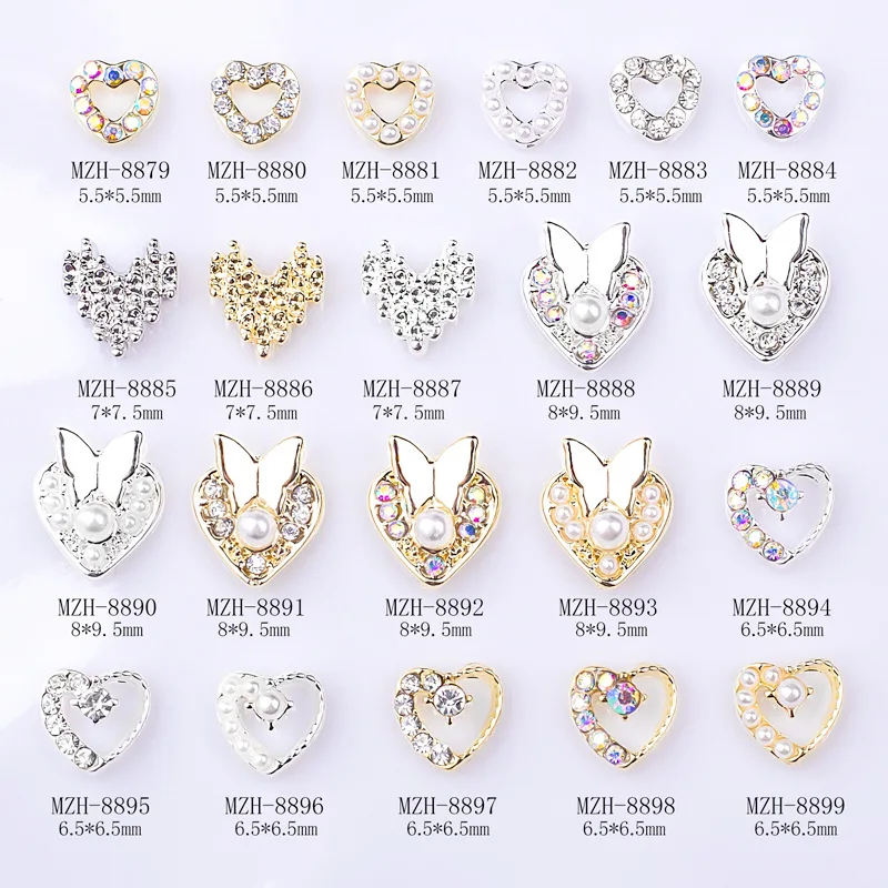 10PCS/Lot Nail Charms Sparkling Nail Art Charm Alloy Gold Silver Gemstone Flatback Rhinestone Professional Nail Jewelry Parts#15