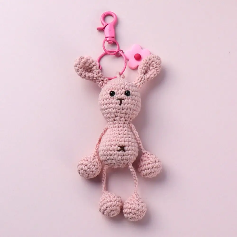 Rabbit Duck Cartoon Keychains Keys Bag Pendant Handmade Knitted Frog Doll Cute Cartoon Bag Decor