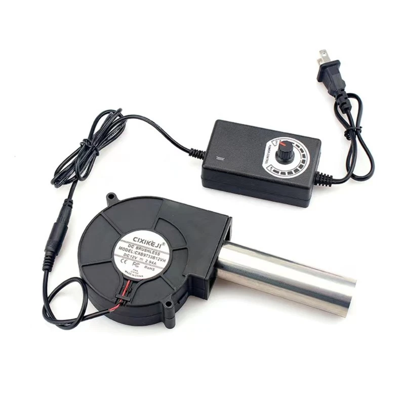 US/EU Plug BBQ Fan Air Blower Large 100-240V Powered Fan Variable Speed Controller Barbecue Tool