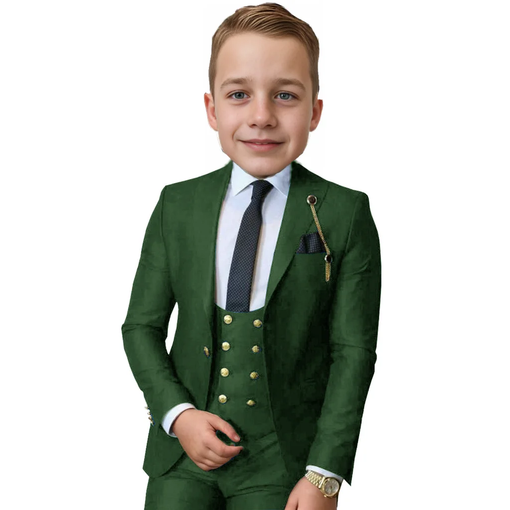 Black Boys Suits Jacket Pants Vest Three Pieces Formal Tuxedos Wedding  Blazer Classic Suit For Boy Prom Evening Party Dress 