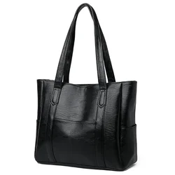 TRAVEASY 2024 Casual PU Leather Large Capacity Top Hand Bags for Women Fashion Zipper Solid Color Vintage Ladies Tote Bag