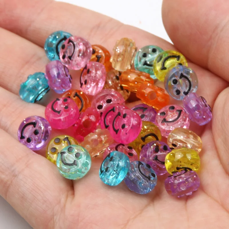 10mm 50pcs Mixed Simling Spacer Beads Smile Face Acrylic Beads For Jewelry Making Diy Bracelet Necklace Earring Accessories