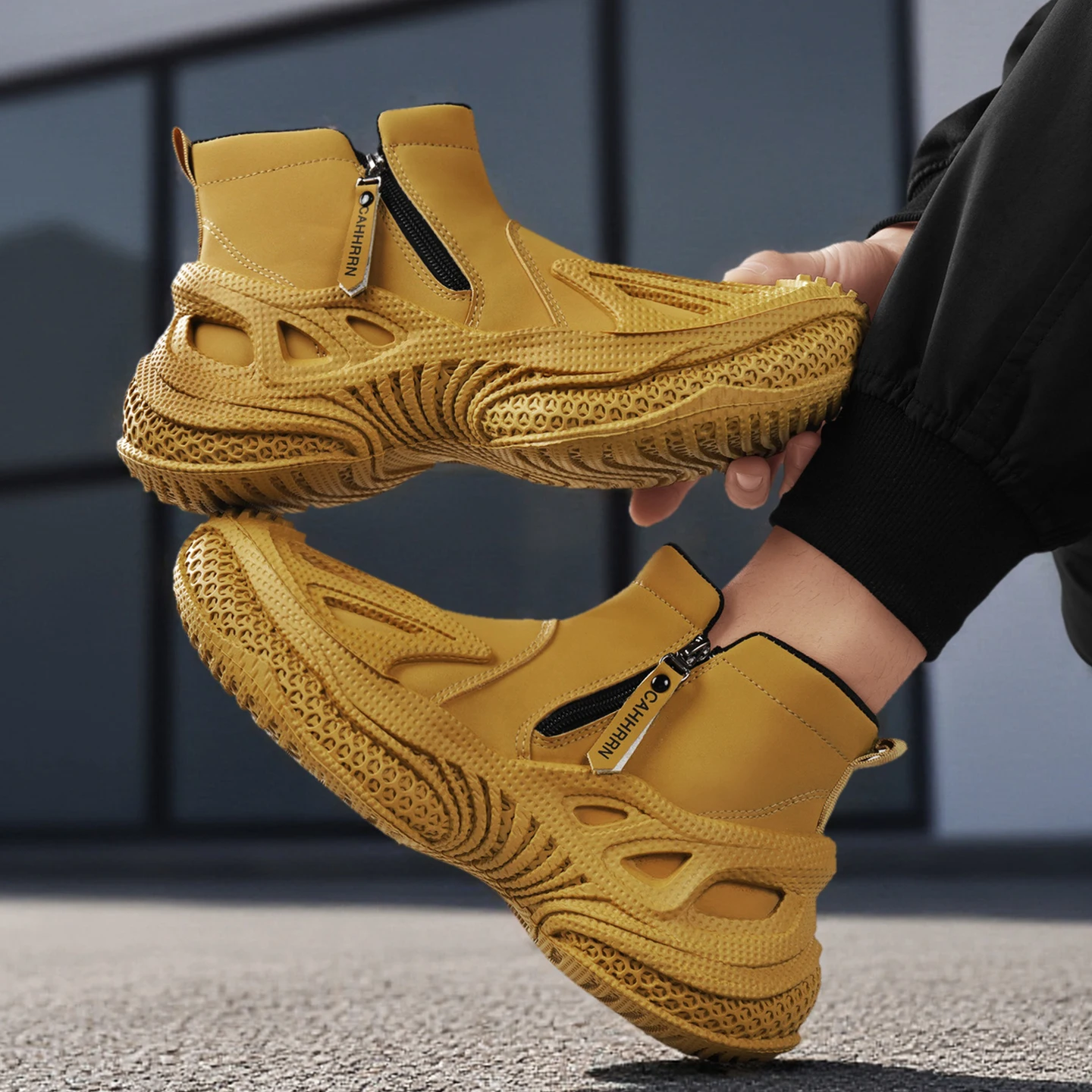 

2025 Новая модель мужской повседневной спортивной обуви, уличные противоскользящие, износостойкие мужские ботинки на толстой подошве с высоким берцем