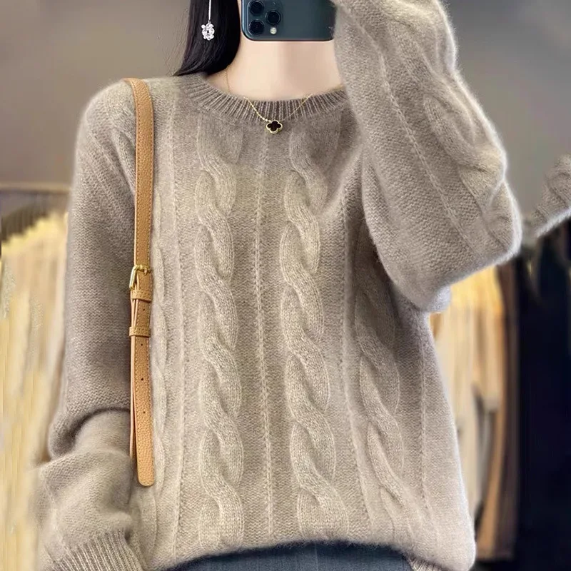 Crew Neck Knitted Pullover Women's Autumn And Winter New Loose Sweater Inner Top Bottoming Shirt Pullover Thickened Temperament