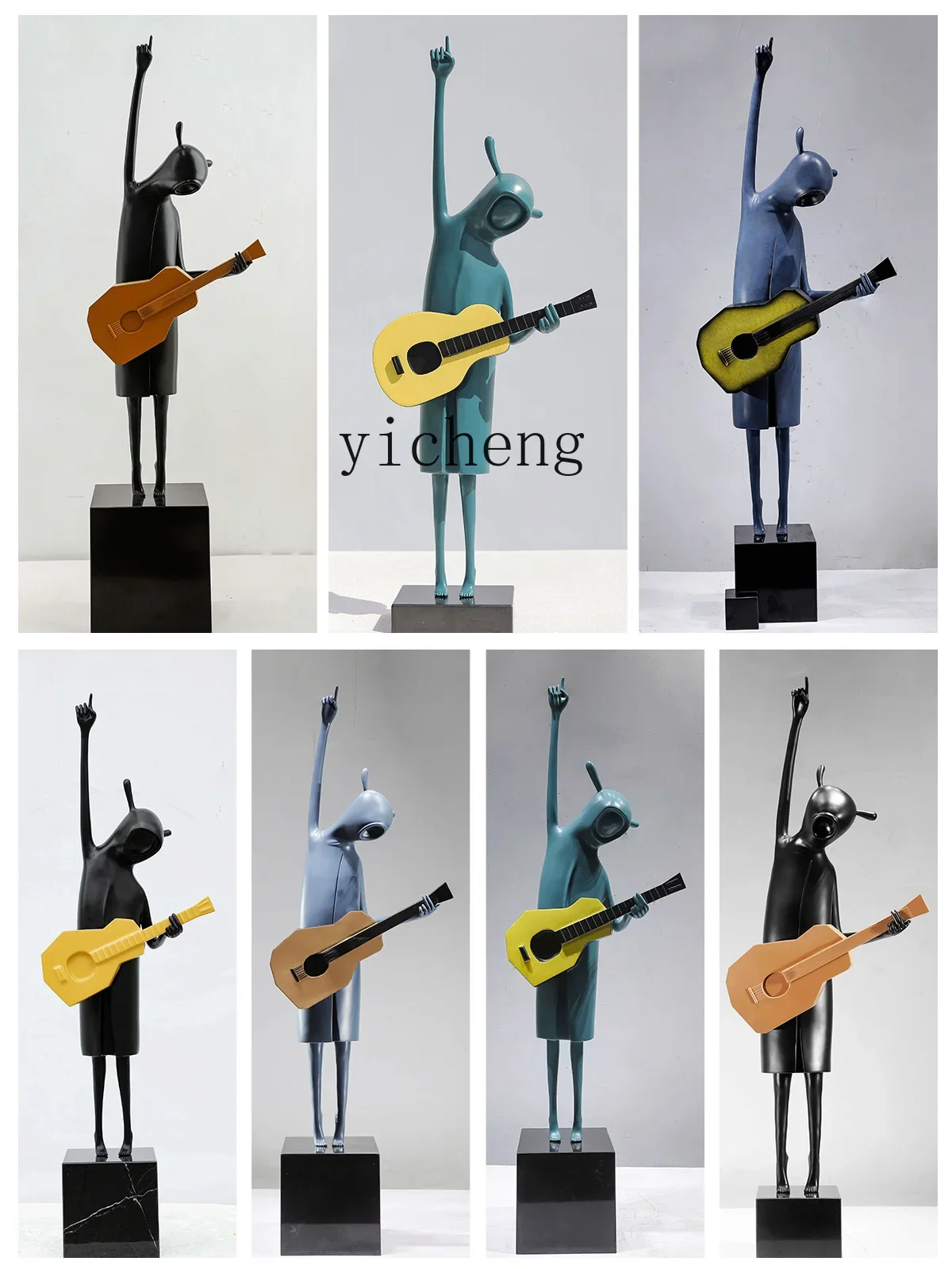 Zk Creative Soft Ornaments Artwork Decoration Abstract Figure Play the Guitar Landscape Floor Large Sculpture