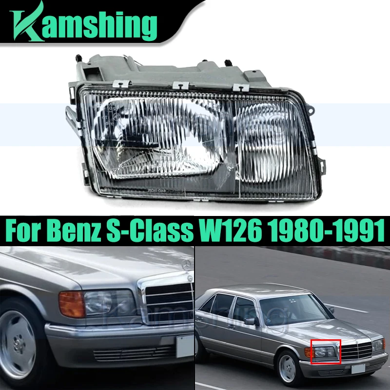 Car Front Bumper Headlight For Benz S-Class W126 1980-1991 Head Light Headlamp Head Lamp