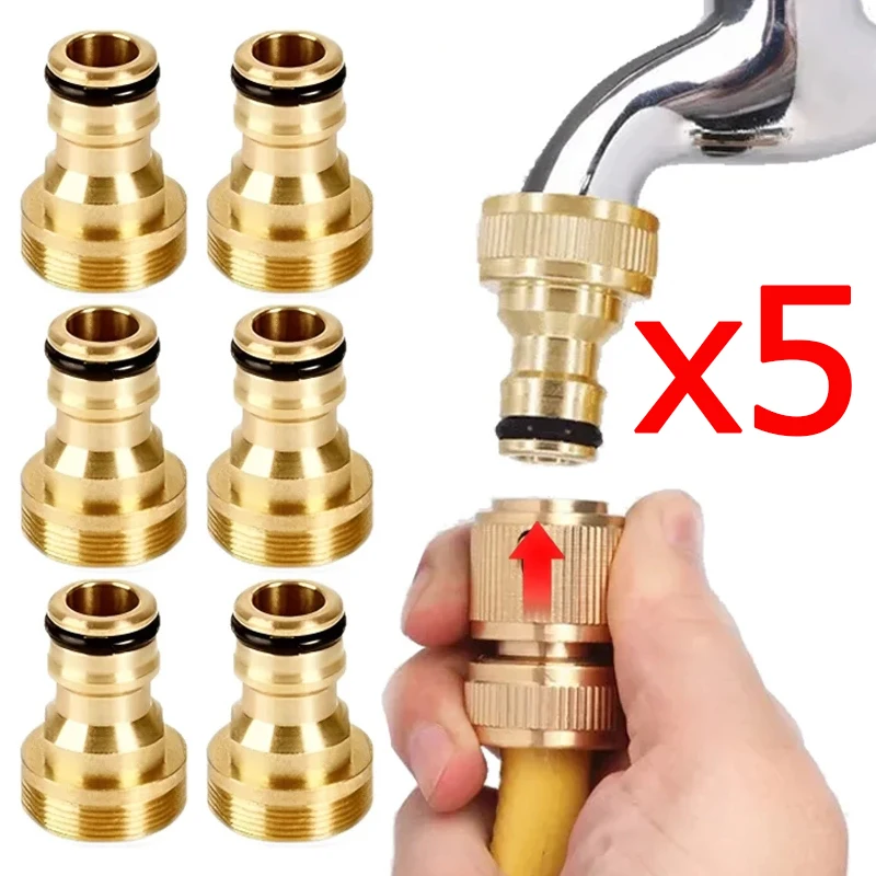 5/1Pcs Brass Tap Quick Connector Universal Bathroom Washing Machine Connector Garden Watering Irrigation Hose Nozzle Adapter