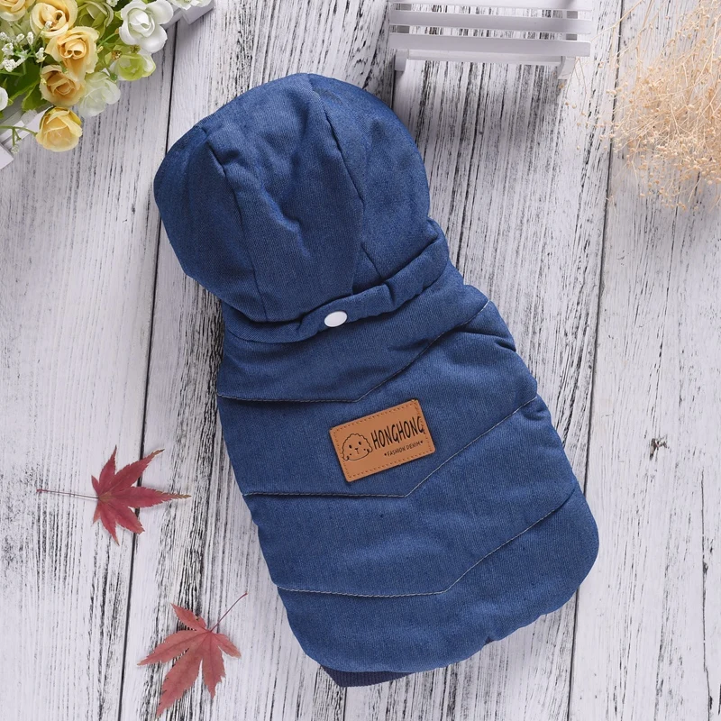 Addensare vestito per cani di piccola taglia XS Pet a buon mercato in vendita Denim Jeans cappotto autunno inverno Pet giacche per cucciolo gatto