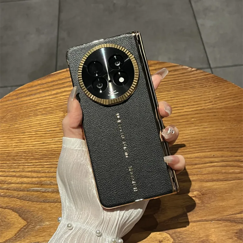 

Роскошный кожаный чехол для телефона Oppo Find N5 5G FindN5, магнитный кронштейн для объектива, противоударный жесткий чехол с закаленной пленкой