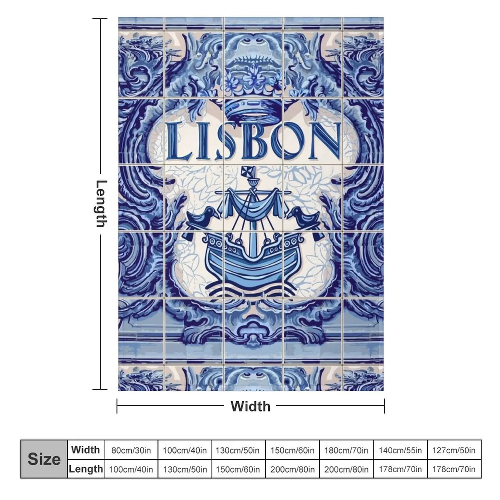 Portugal Lisbon Lisboa Azulejo Azulejos Tiles Throw Blanket Personalized Gift Plaid Cute Blankets