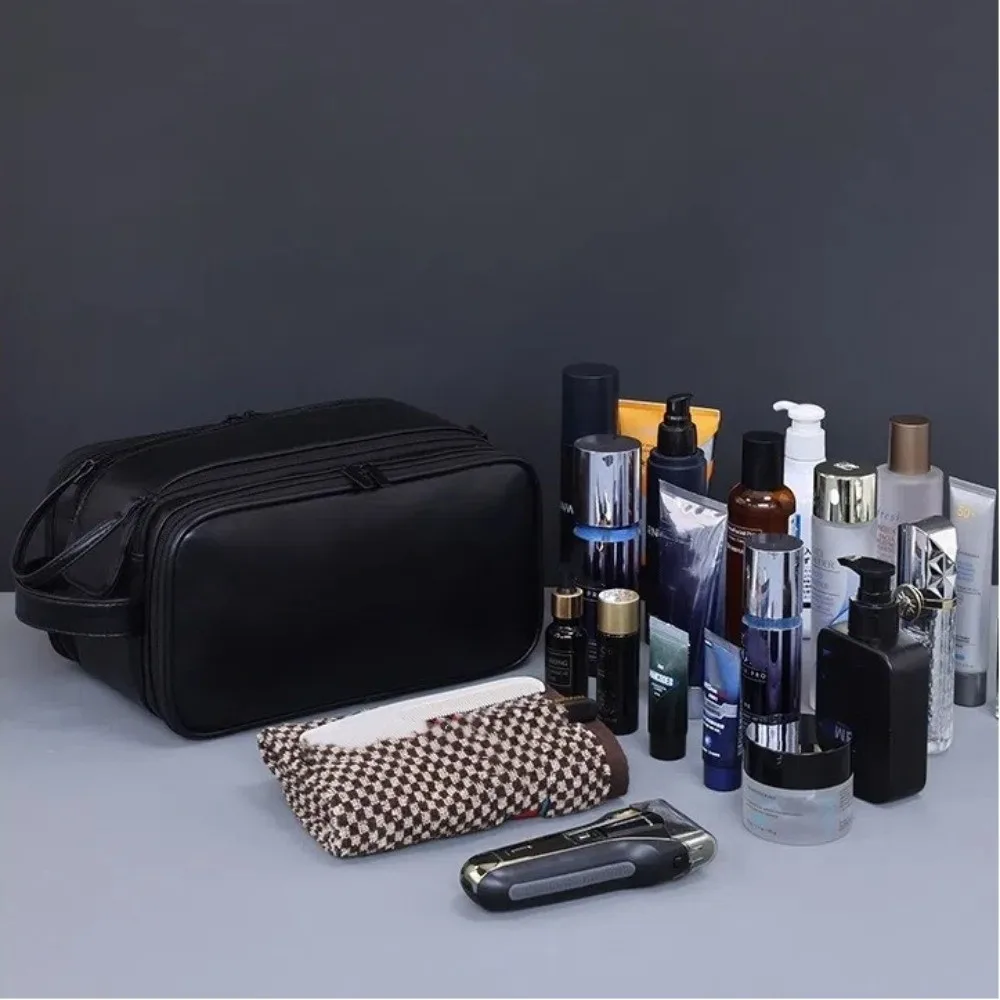 

Портативная сумка для туалетных принадлежностей из искусственной кожи с несколькими карманами, водонепроницаемая сумка-органайзер для стирки, косметичка из искусственной кожи для путешествий