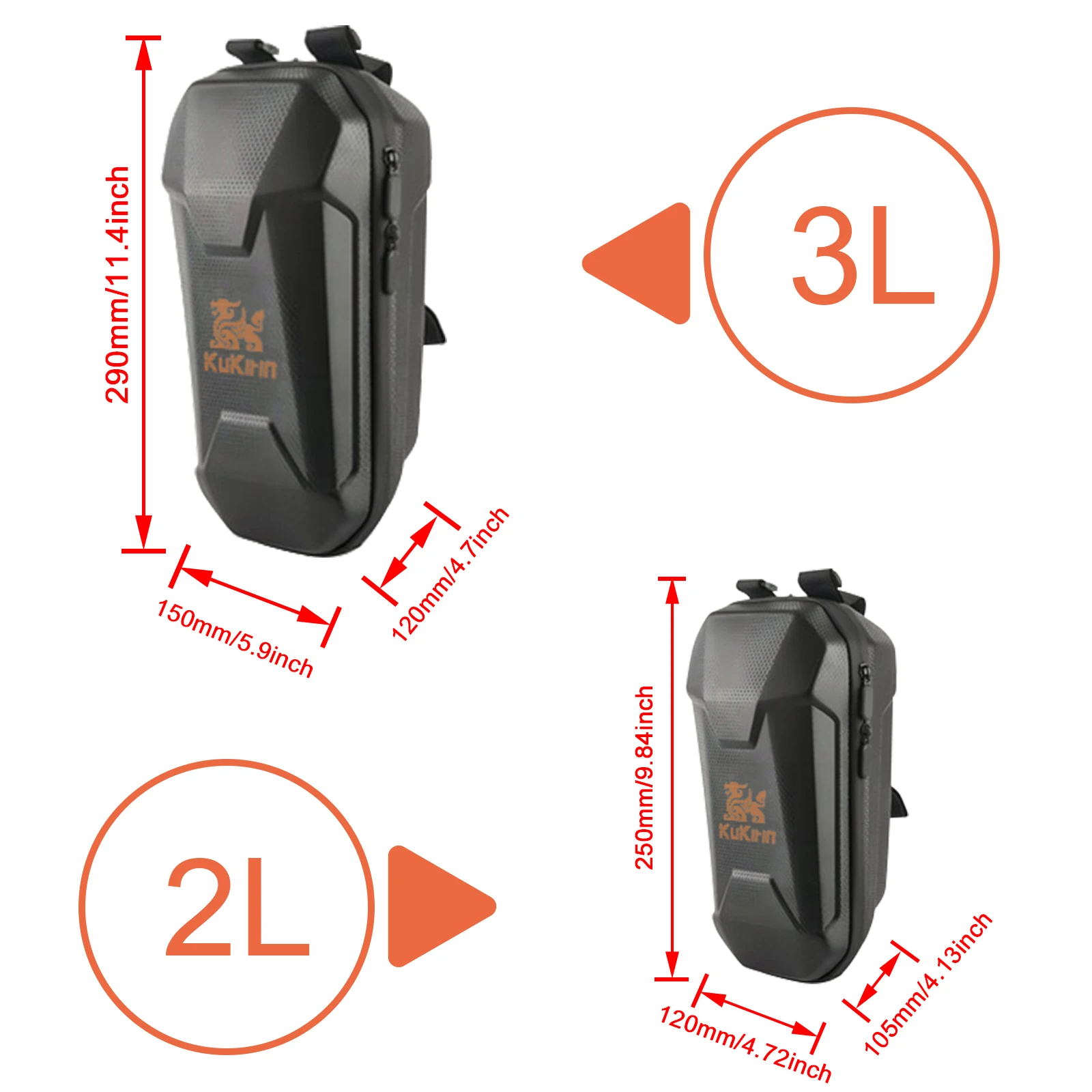 حقيبة سكوتر كهربائية من Kukirin سعة 3 لتر، حقيبة مثبتة على المقود الفاخر، هيكل صلب من مادة EVA مقاومة للماء وواقية من الشمس، محمولة وخفيفة الوزن #3