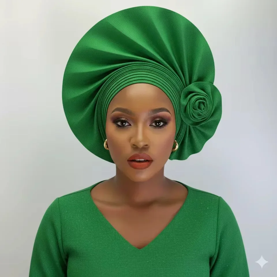 2026 جديد ربطة الرأس الأفريقية عمامة نيجيريا السيارات Gele أشرطة رأس السيارات Gele المرأة عمامة قبعة الزفاف Geles مسلم أشرطة رأس بونيه