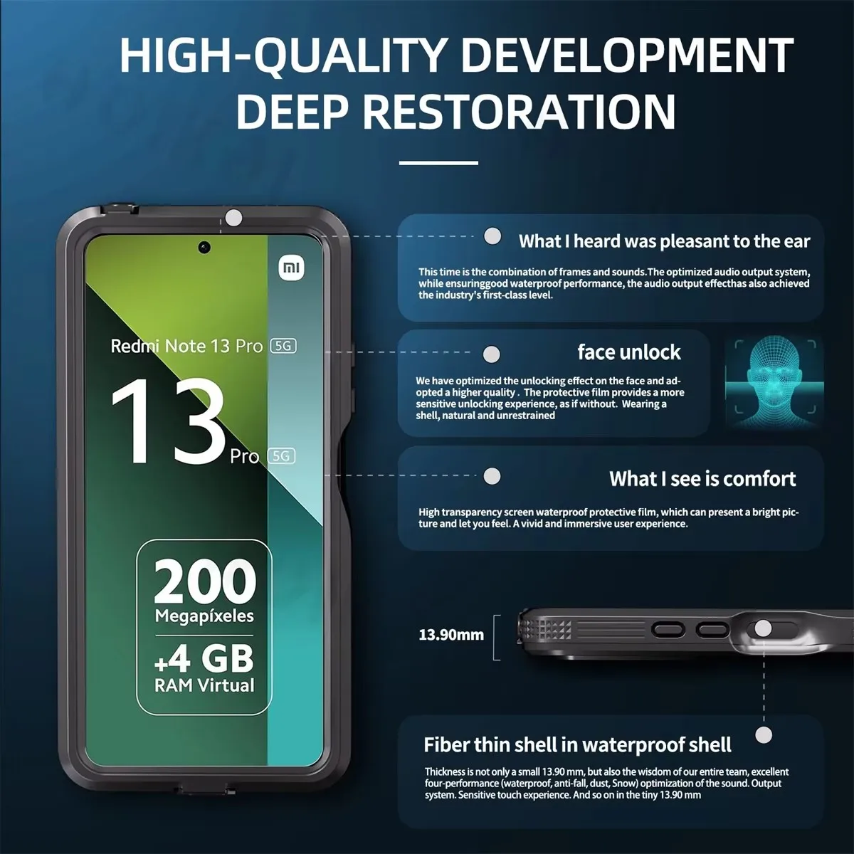 

IP68 Waterproof Case For POCO X6 Xiaomi Redmi Note 14 13 Pro 5G Body 360° Protection DustProof Diving Cover Fundas Coque