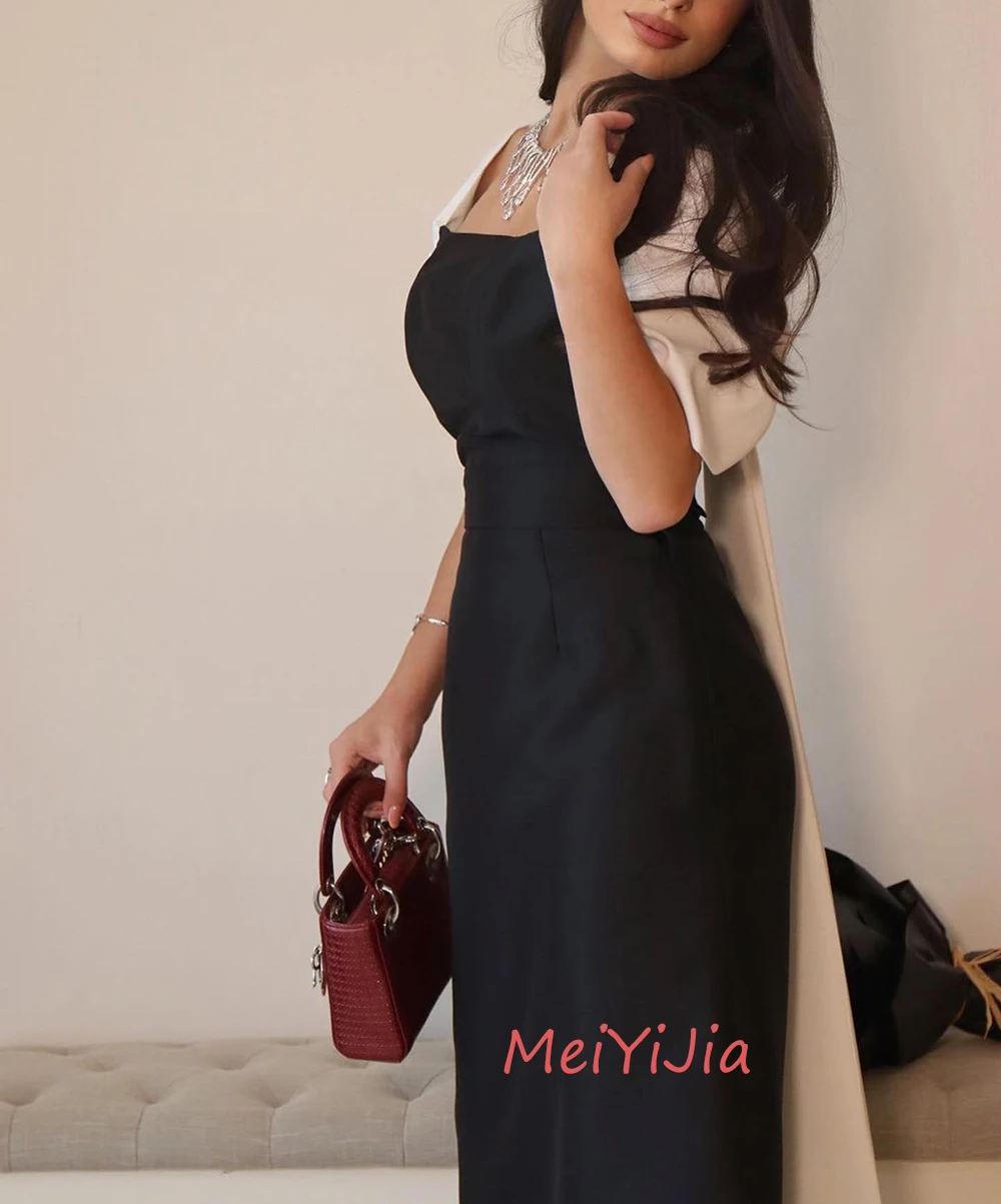 MeiYiJia Square Neckline Short-Sleeves Mermaid Simple Ankle-Length Saudi Arabia Sexy Evening Birthday Club Outfits Summer 2024