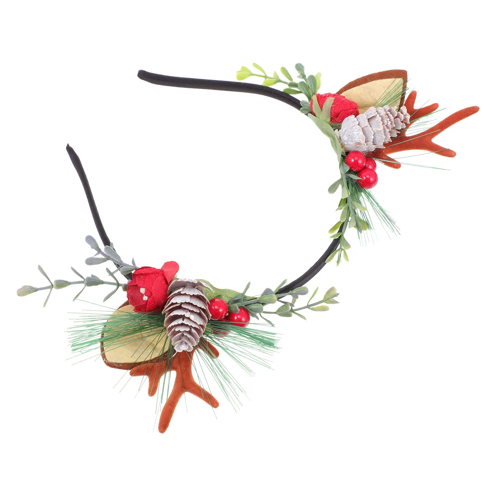 

1pc Elk Antler Headband Premium Hair Ornament Prop Creative Xmas Party Decor For Adults Photo Booth Accessory