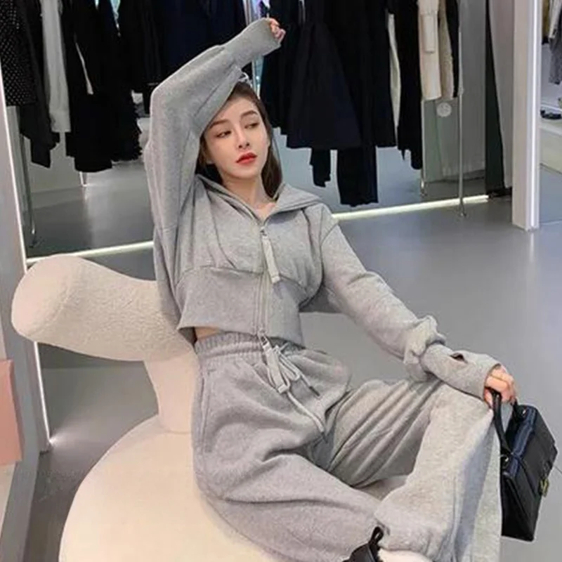 Pink Sweatshirt And Long Pants Casual Sportswear Set for Women New 2026 Autumn Fashion Two-Piece Set Leisure Street Style