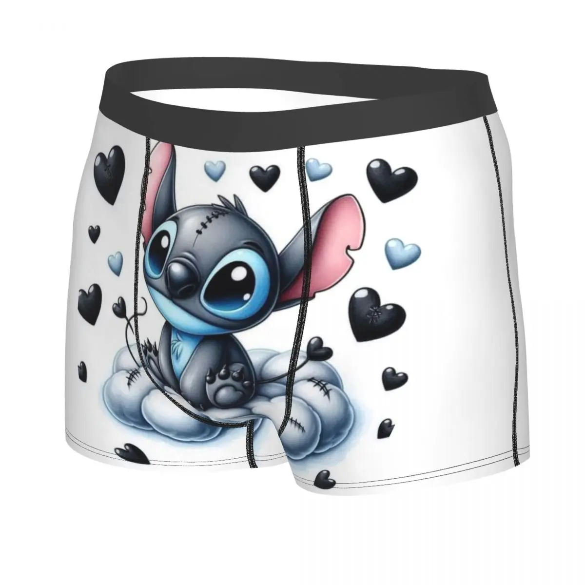 Slilo e Stitch Roupa interior masculina de desenhos animados, shorts boxer de anime, cuecas macias, shorts personalizados, cuecas, impressão