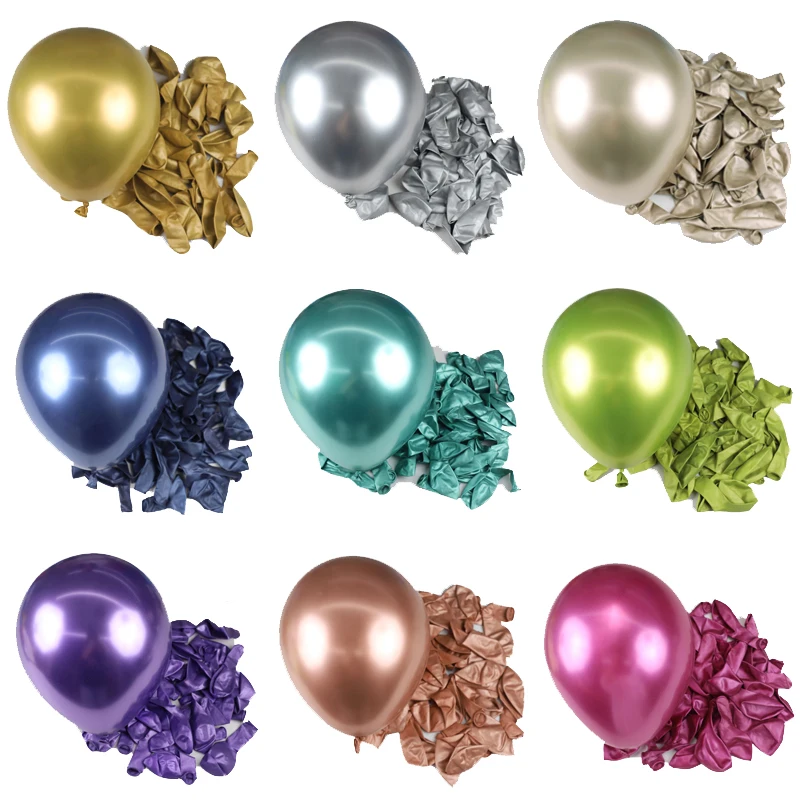 30/20/10Pcs Metal Balloons Chrome Gold Silver Metallic Latex Balloons for Birthday Balloons Baby Shower Xmas Party Decorations