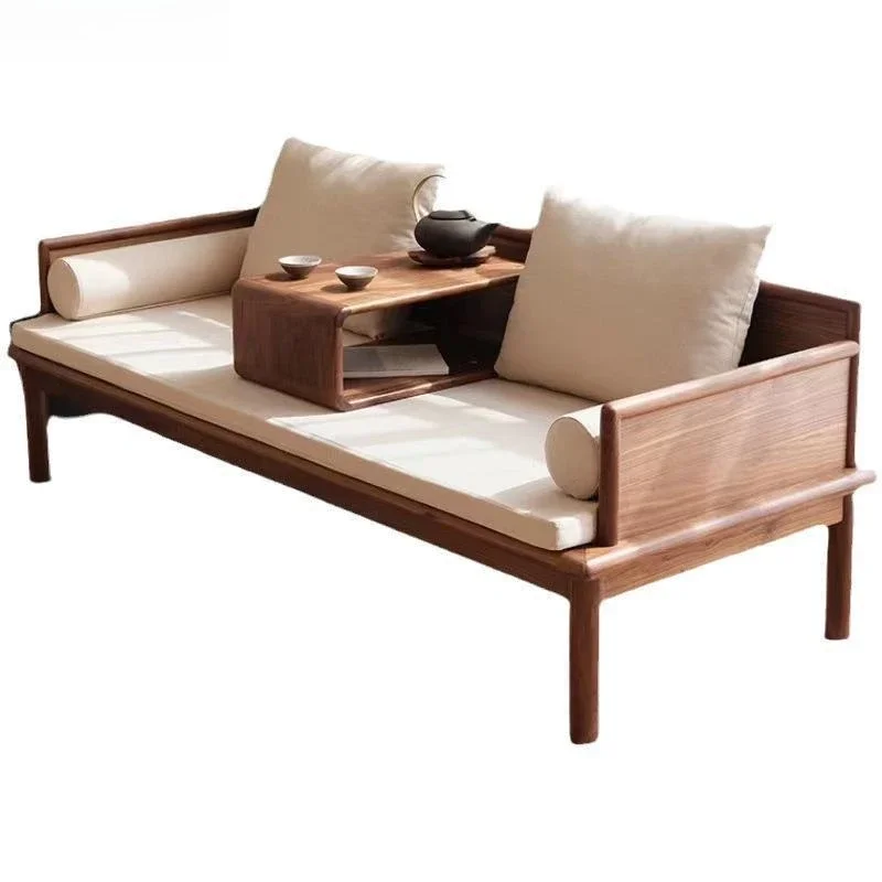 

New Chinese cherry wood solid wood push-pull dual-purpose sofa Arhat bed, black walnut study tea room