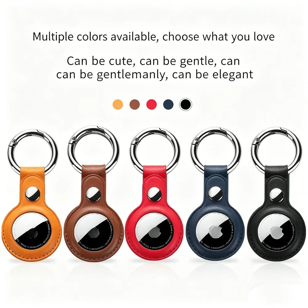 Leather Case Protective Cover for Apple Airtag Tracker Anti-lost AirTag Keychain Leather Sleeve for Airtags
