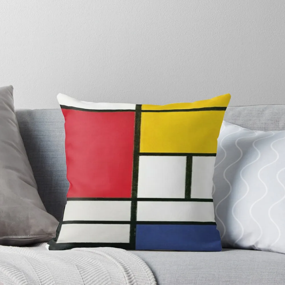 

piet mondrian - Composition with Red, Blue, Yellow, and Black Throw Pillow Decorative Cushion Embroidered Cushion Cover pillow