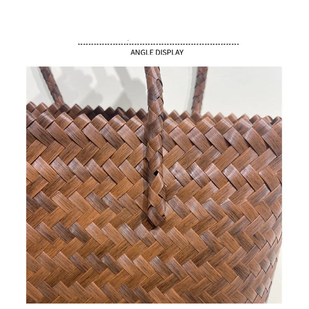 Woven Handbag For Women Retro French Straw Woven Bag Versatile Large Capacity Waterproof Bag Vacation Beach Bag